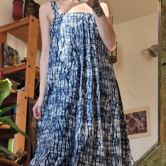 Weekend Max Mara Blue/White Tie-dye Maxi Dress - Size 12 - Picture 2 of 8
